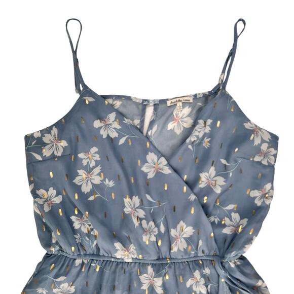 Fit & Flare Swiftie Dress Large Blue Gold Floral Lined Sleeveless Coquette Flirt - Picture 10 of 16